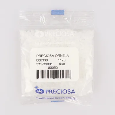 Бісер чеський Preciosa10, 50г, №141-33139/00050, прозорий матовий, білий