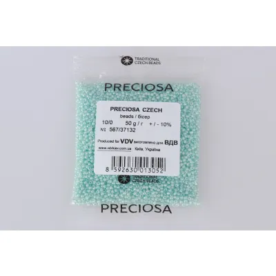 Бісер чеський Preciosa10, 50г, №567-33119/37132, алебастр, блакитний світлий